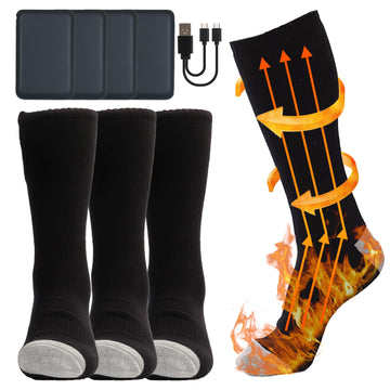 Eomsezer heated winter socks pack outer view shows all day warmth for cold outings