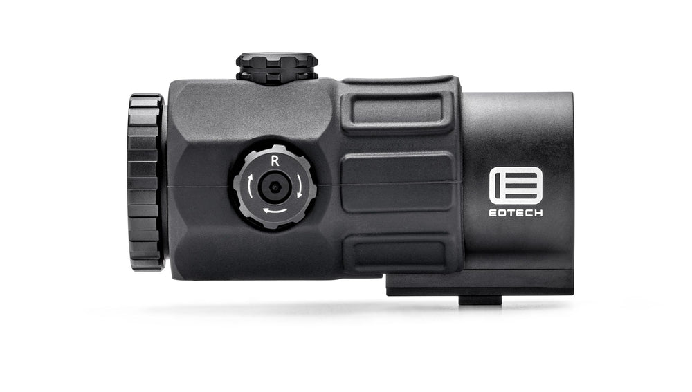 EOTECH G45 close-up lens highlights crisp optics for precise aiming.