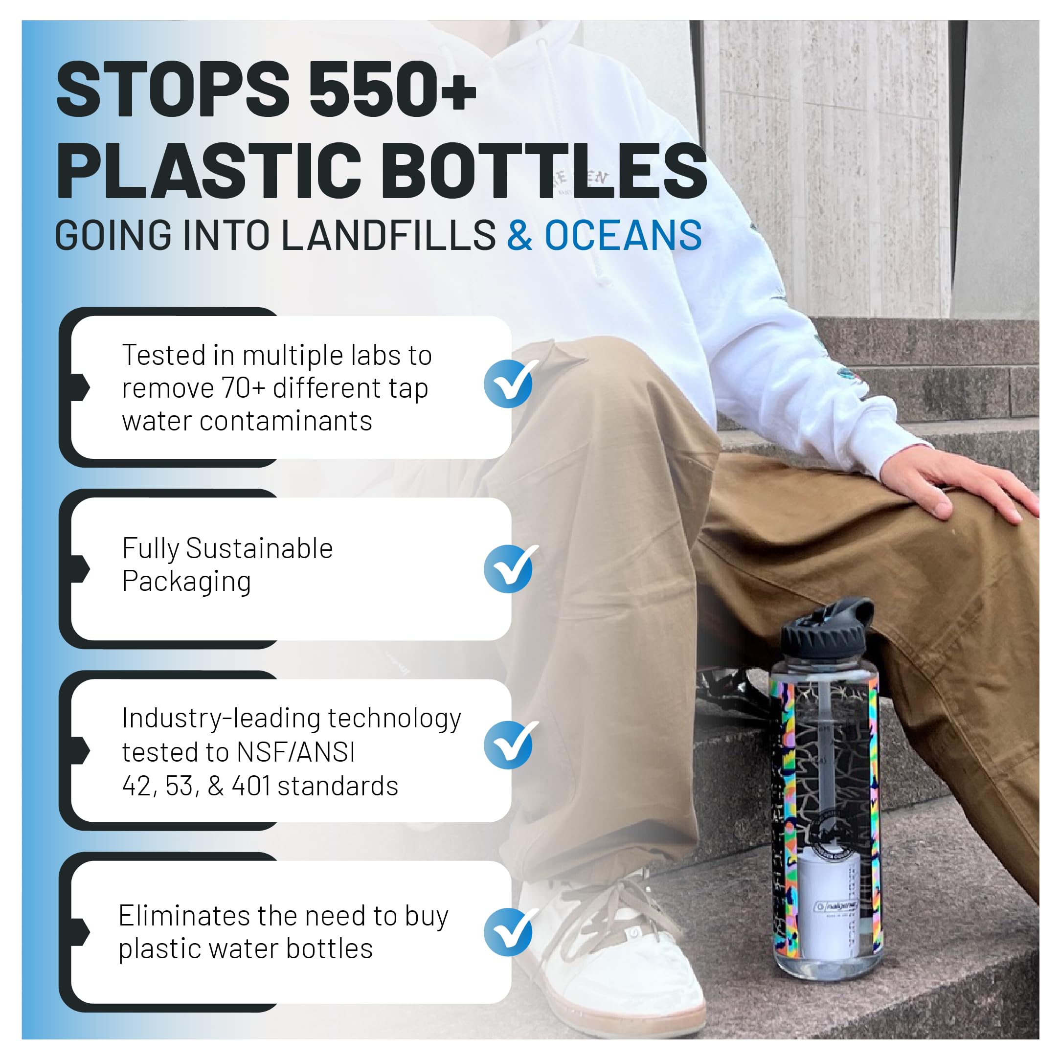 Epic EveryTap filter in tap and outdoor use scenario for versatile hydration