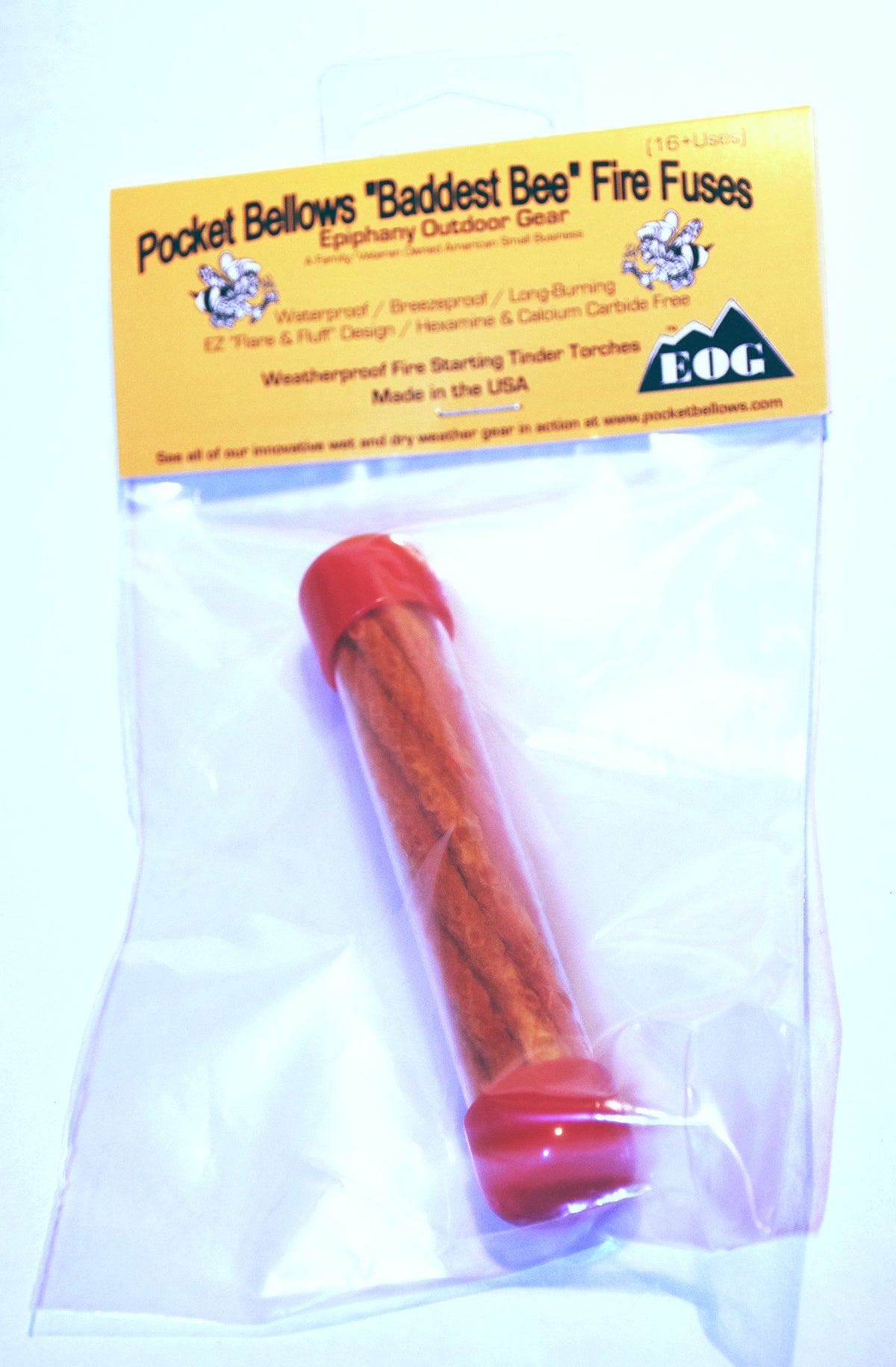 Epiphany Baddest Bee Fire Fuse in use for fast campfire ignition