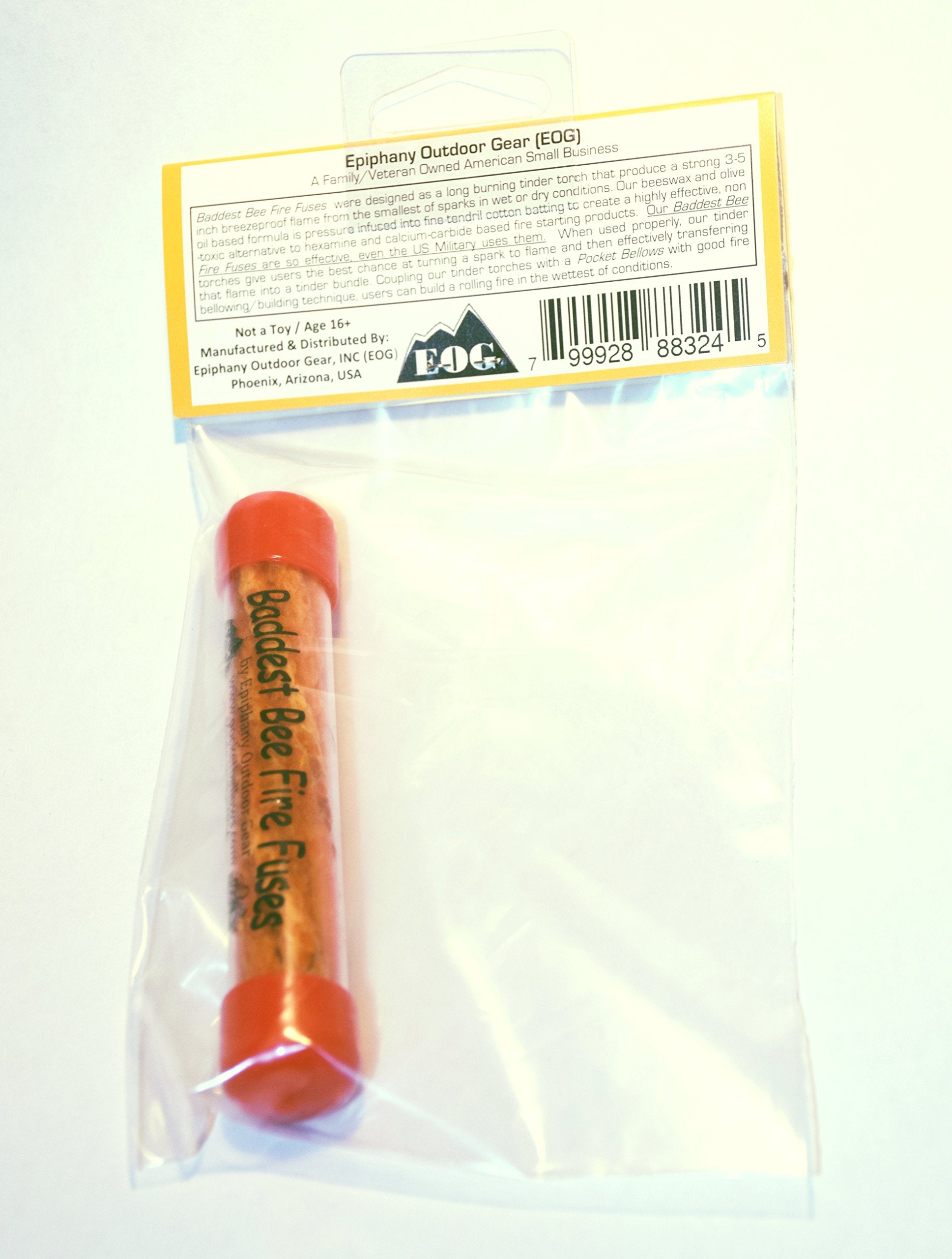 Epiphany Baddest Bee Fire Fuse packaged for hang-pack portability