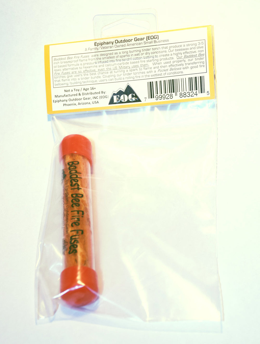 Epiphany Baddest Bee Fire Fuse packaged for hang-pack portability