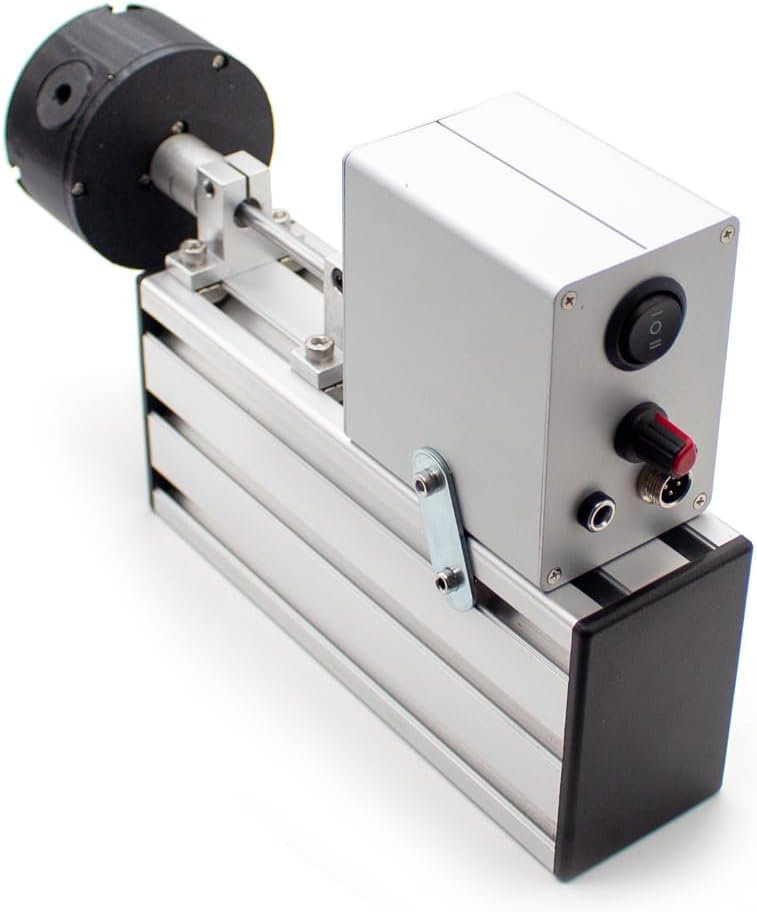 Epoxy fishing-rod winding machine chuck close-up illustrates ABS chuck for secure grip.