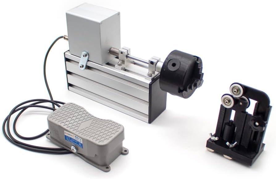 Epoxy fishing-rod winding machine packaged in box with parts for easy transport.