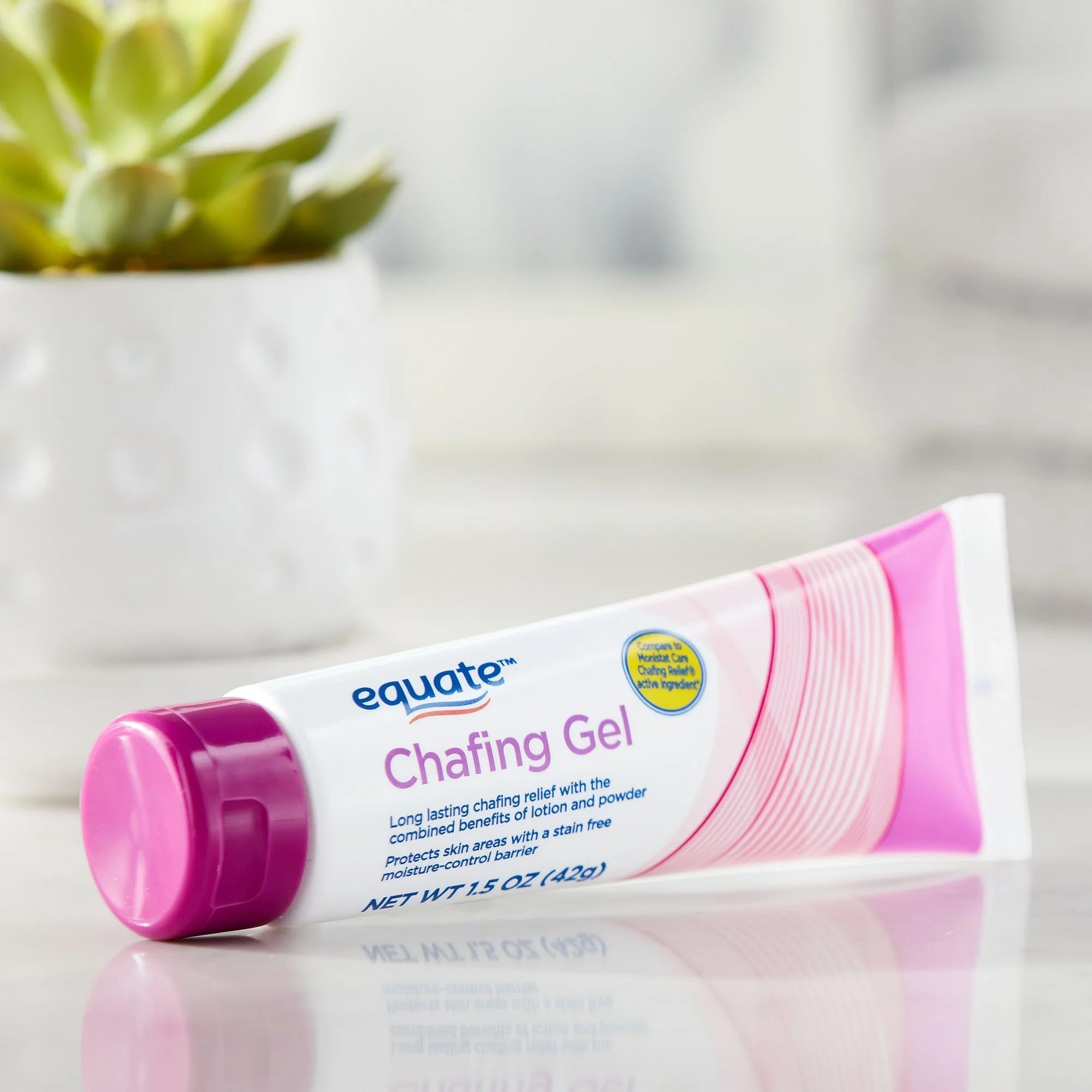 Equate Chafing Relief Gel dispense-cap enables easy, mess-free application anywhere