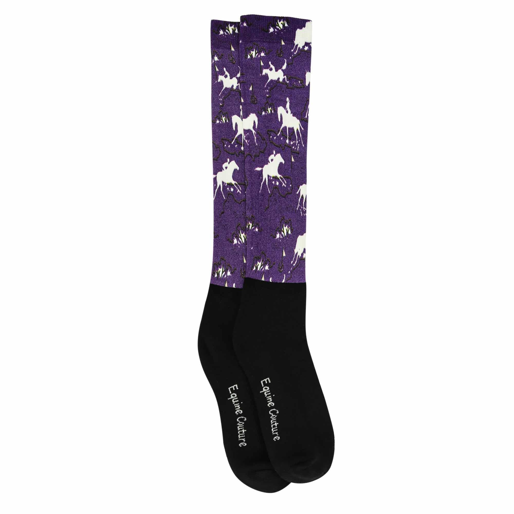 Equine Couture Ladies OTC Boot Socks rib knit top helps keep socks in place.