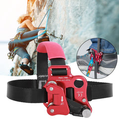 Equlup climbing foot ascender stainless grab with mud slot showing grip on tough ropes