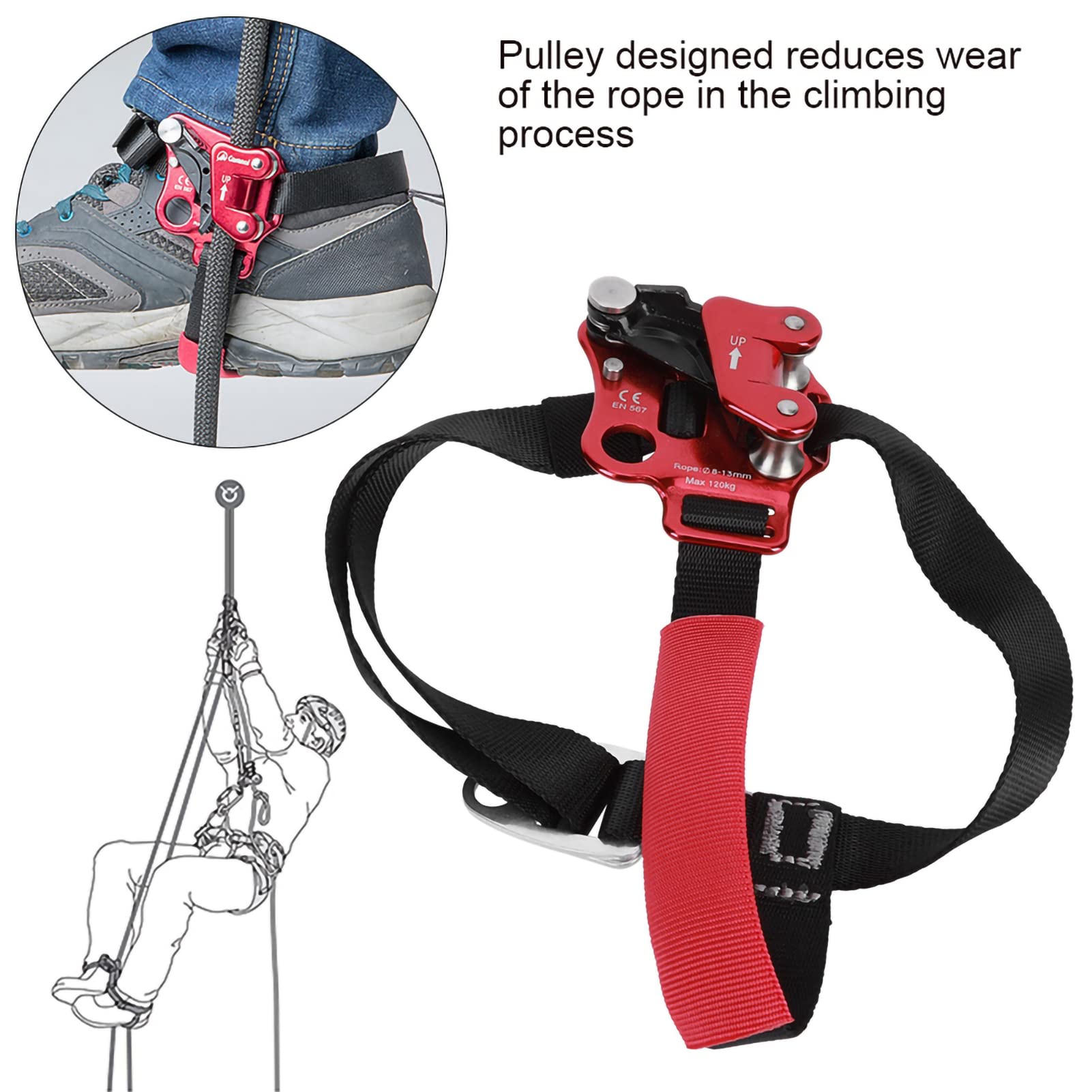 Equlup climbing foot ascender right view highlights lightweight strength for rope work