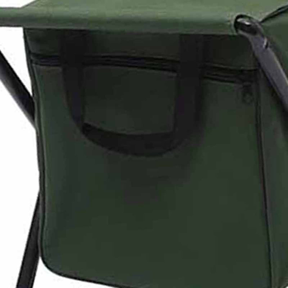 Equlup green folding chair for outdoor activities with compact storage.