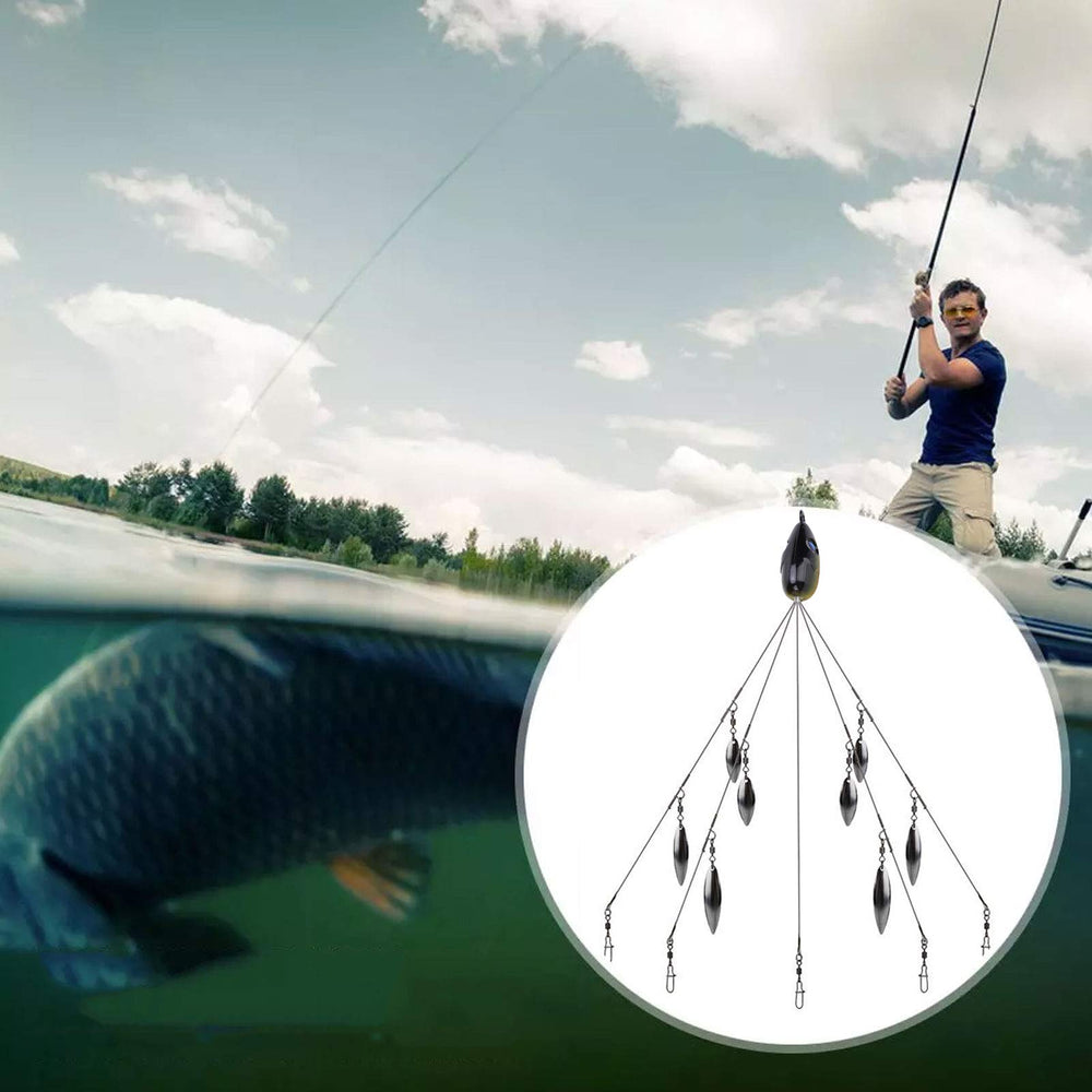 Equlup umbrella rig black color keeps a sleek profile for trolling.
