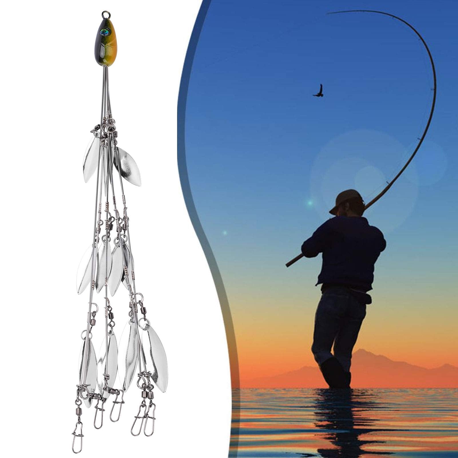 Equlup umbrella rig pink color adds flair for multi-bait setups.