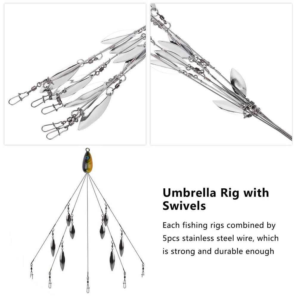 Equlup umbrella rig rotary ring and bearings enable smooth spins to attract distant fish.