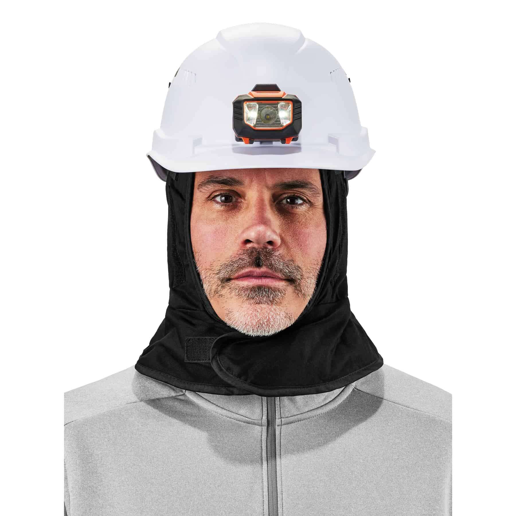 Warming packs sit near ears for targeted warmth.