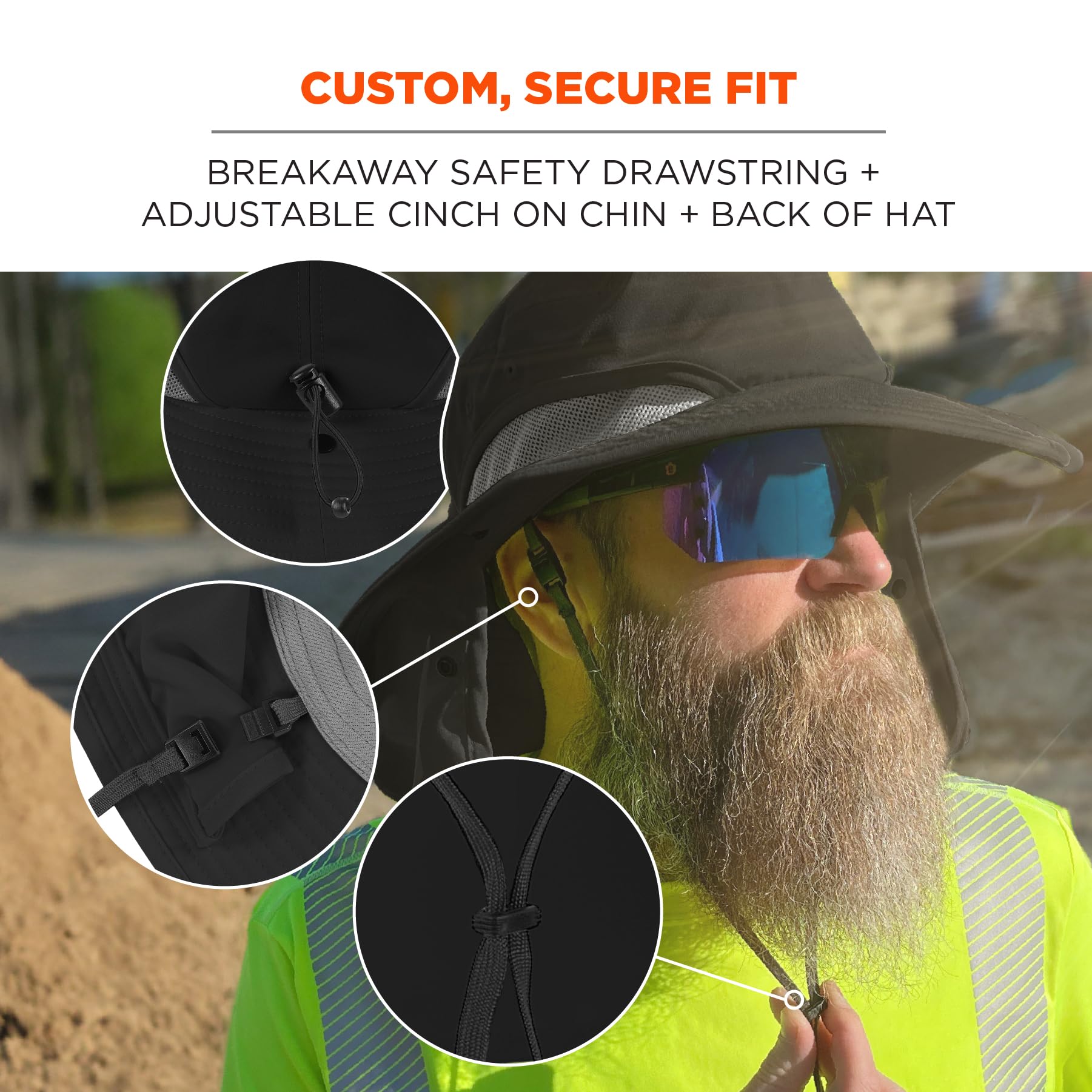 Ergodyne Chill Its 8934 Ranger Hat lightweight polyester for comfortable wear.