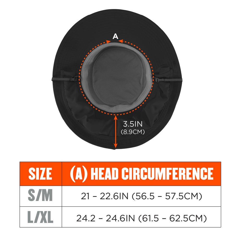 Ergodyne Chill Its 8934 Ranger Hat UPF 50+ protection against sun rays.