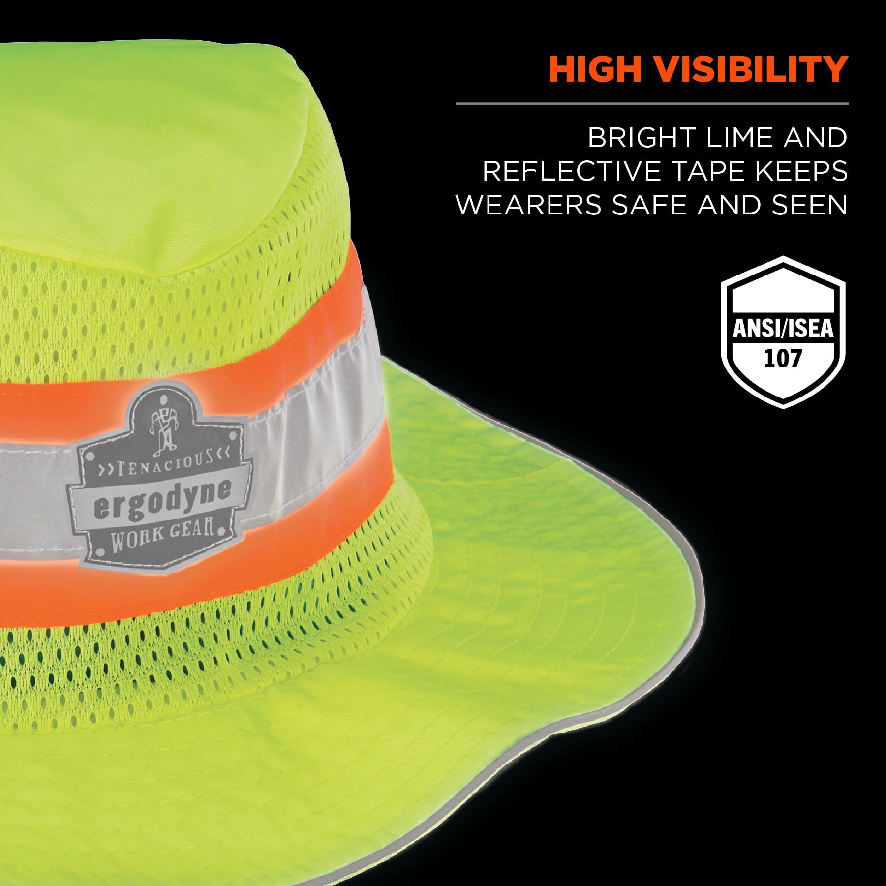 Ergodyne Hi-Vis Ranger Sun Hat water-activated cooling liner ready for hot days.