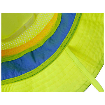 Ergodyne Hi-Vis Ranger Sun Hat worn at outdoor job site for shade and safety.