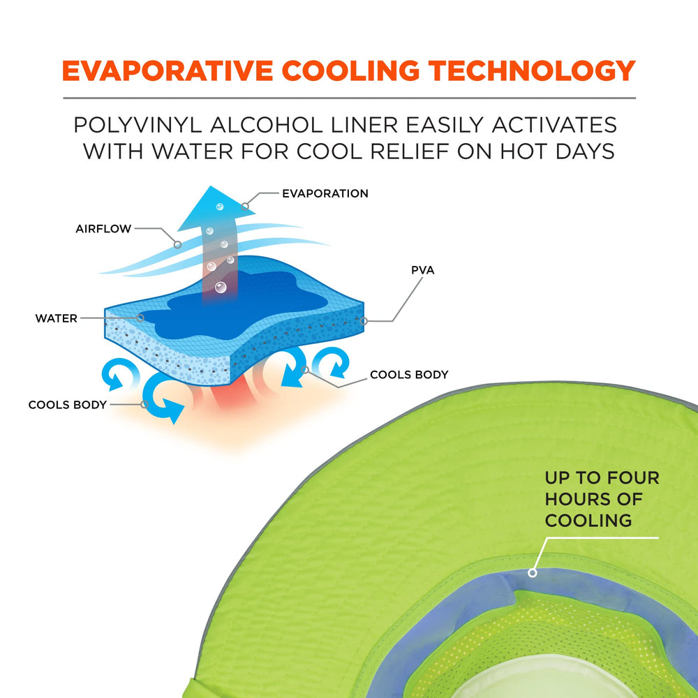 Ergodyne Hi-Vis Ranger Sun Hat side view highlighting reflective tape for visibility.