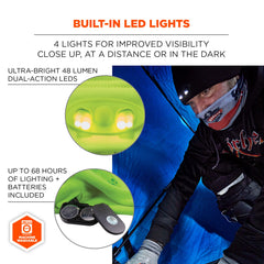 Brim closeup of the Ergodyne 6804 with dual LEDs for task lighting.