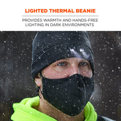 Side view of Ergodyne 6804 beanie showing compact warmth and light.