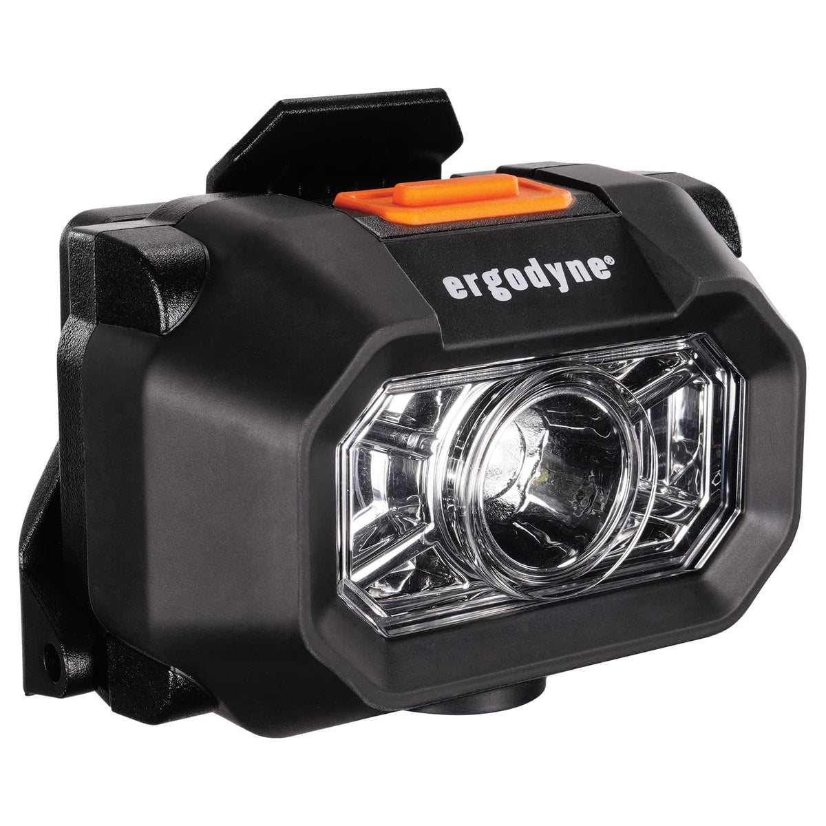 Ergodyne Skullerz 8978 headlamp mounted on a hard hat for hands-free work.
