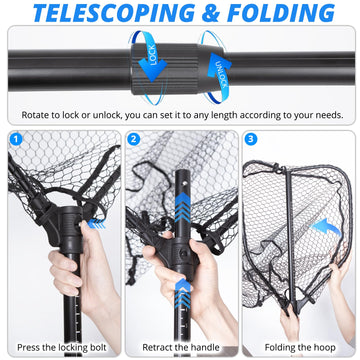 Ergonomic non-slip foam grip on the net handle