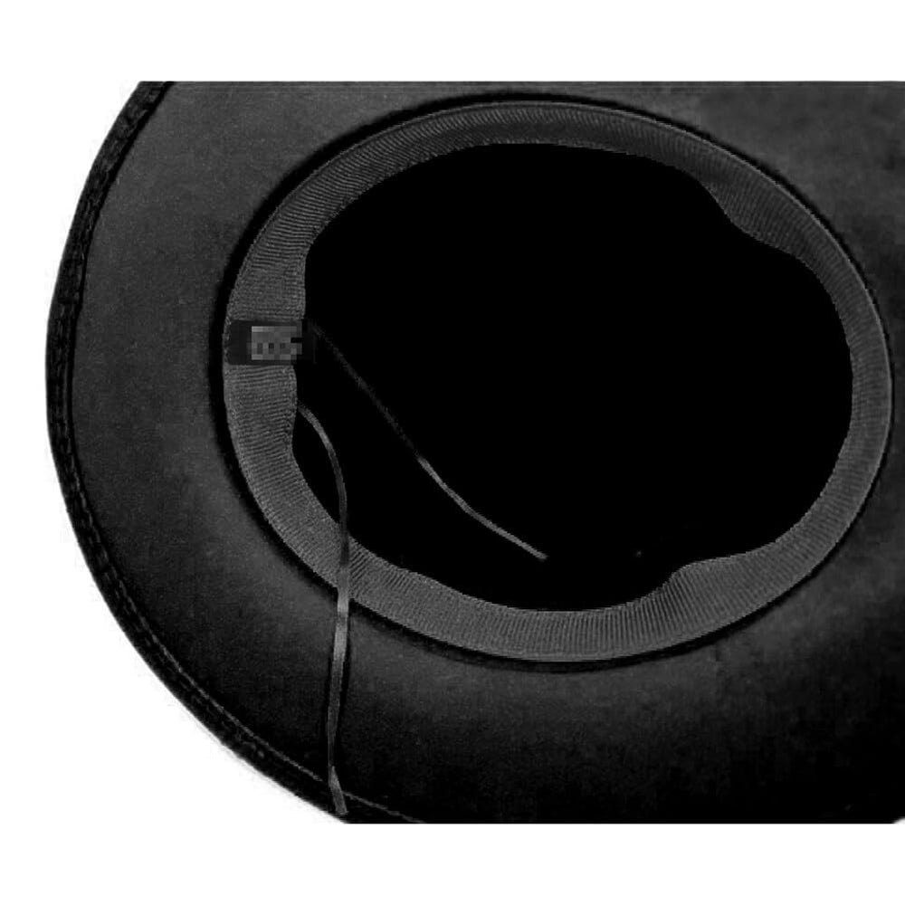 ericotry black fedora hat belt buckle detail close-up