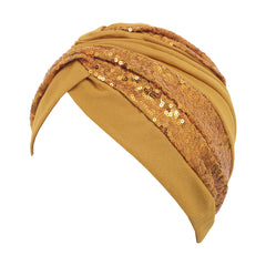 Erinaco Women Sequain Turban Twisted Beaded Braid Skull Cap front view