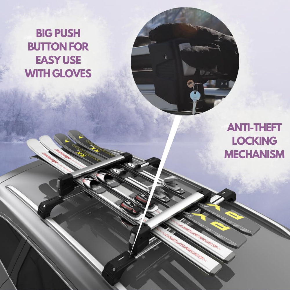 ERKUL rack capacity up to four skis or two snowboards