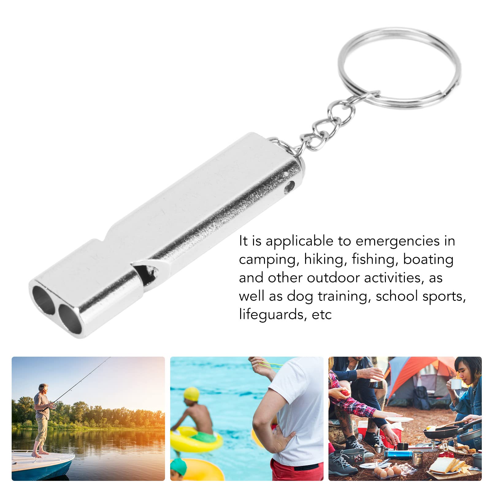 ERYUE emergency whistle with keychain attachment for secure bag carry.