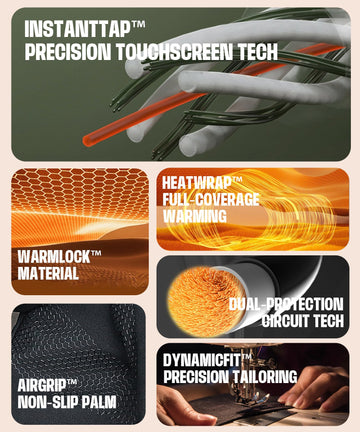 ES Tech heated gloves anti-slip-palm ensures secure grip in cold conditions.