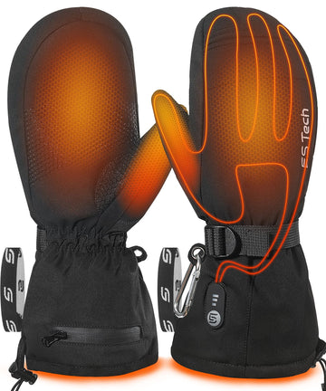 ES Tech heated gloves back-coverage shows a larger heating zone for all-day warmth.