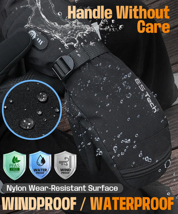 ES Tech heated gloves battery-compartment features a secure, zippered charging port.