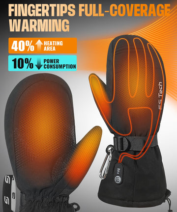 ES Tech heated gloves fingers-heating-zone provides targeted warmth for cold activities.