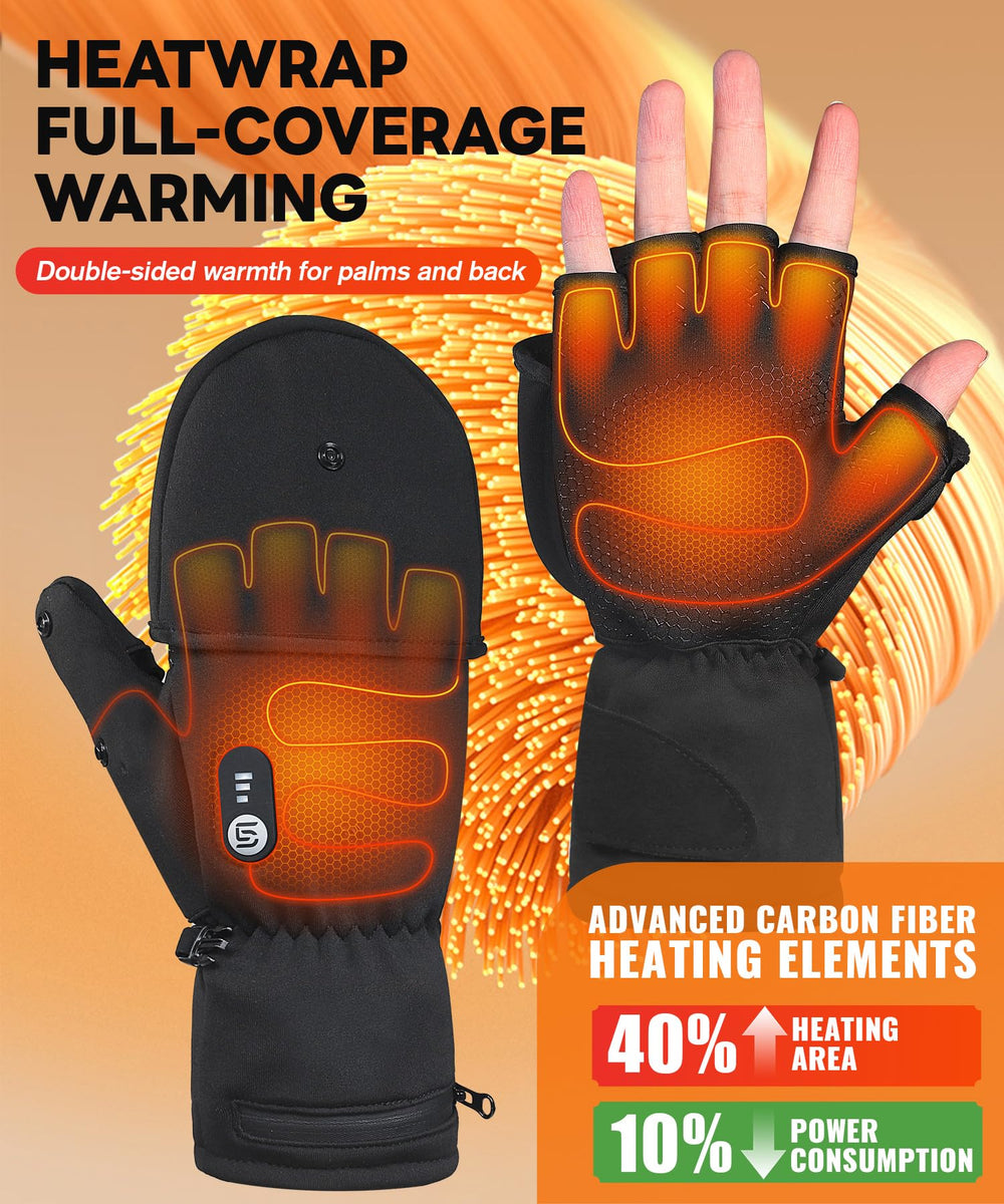 ES Tech Heated Gloves full-finger flip cover enables precise grip without full removal.