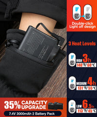 ES Tech Heated Gloves touchscreen fingertips allow device use without removing gloves.