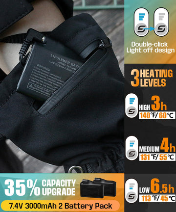 ES Tech heated gloves waterproof-membrane keeps hands dry in rain and snow.