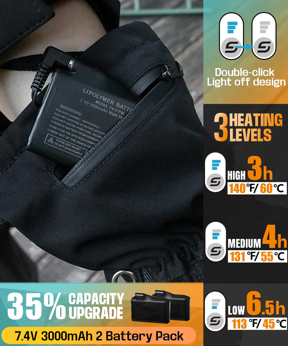 ES Tech heated gloves waterproof-membrane keeps hands dry in rain and snow.