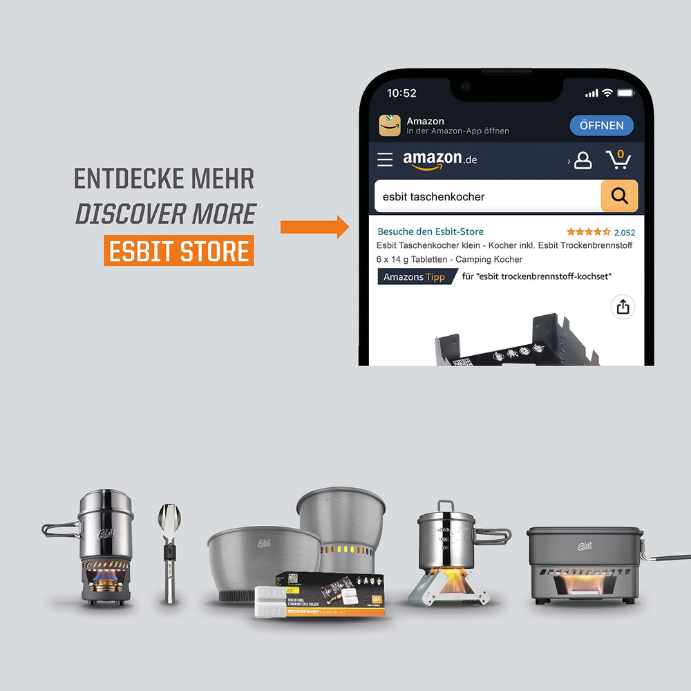 Esbit made-in-Germany craftsmanship supports quality and a 2-year warranty.