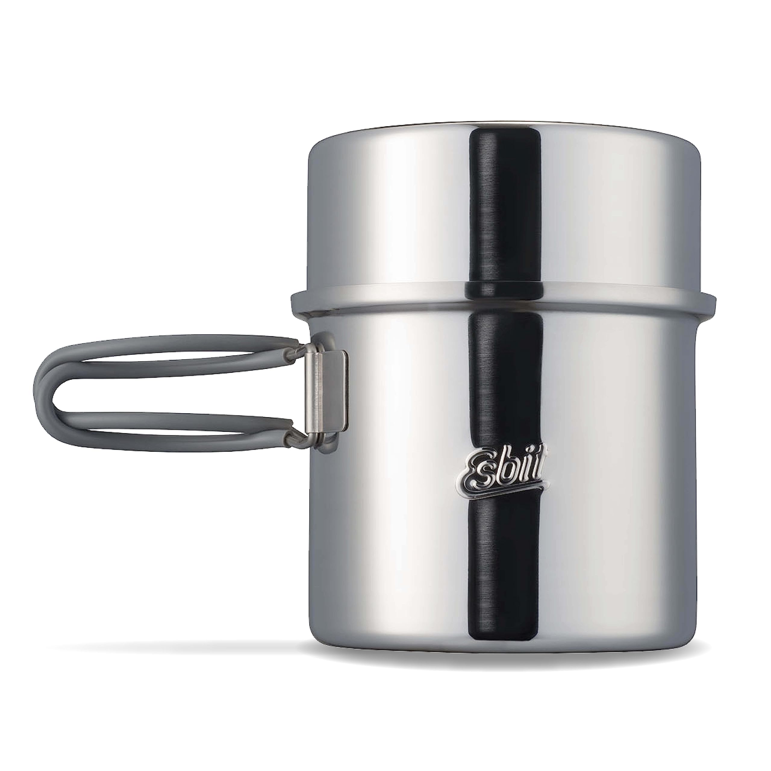 Esbit 1000ml steel pot in full view for outdoor cooking and portability.