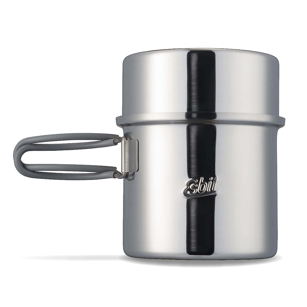Esbit 1000ml steel pot in full view for outdoor cooking and portability.