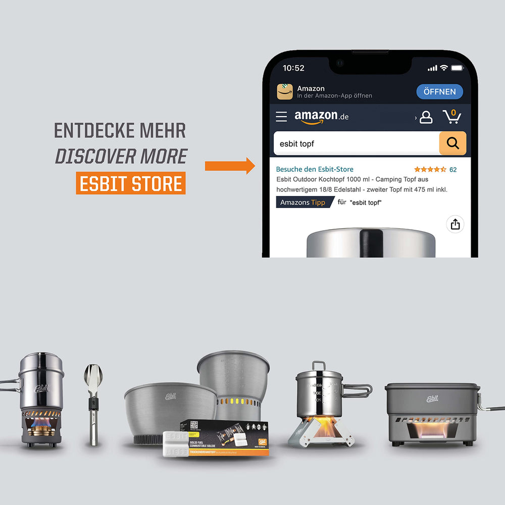 Esbit steel pot setup on campsite for durable outdoor cookware.