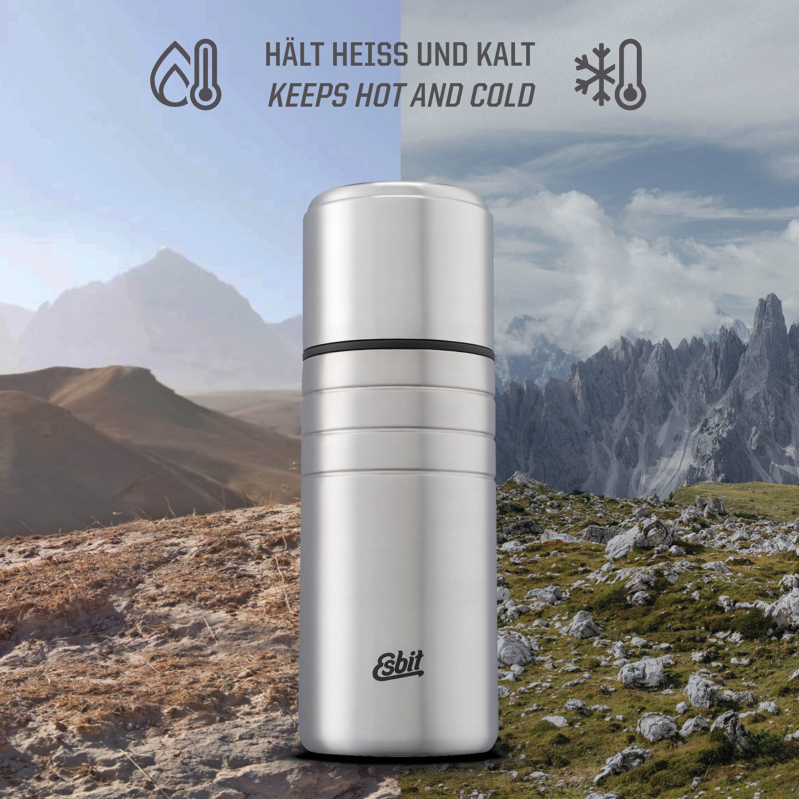 Esbit Majoris double-mug feature for sharing drinks.