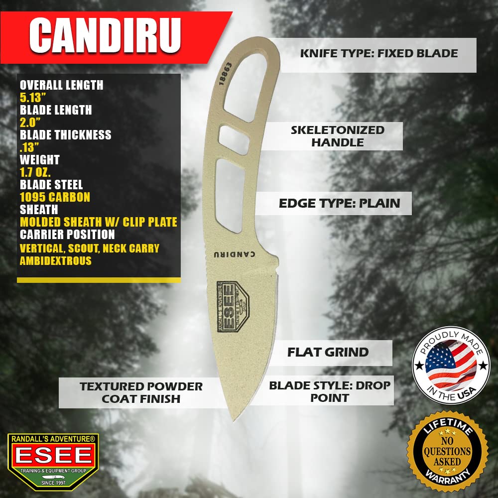 ESEE CAN-DT-KIT-E desert tan powder coat on rugged blade