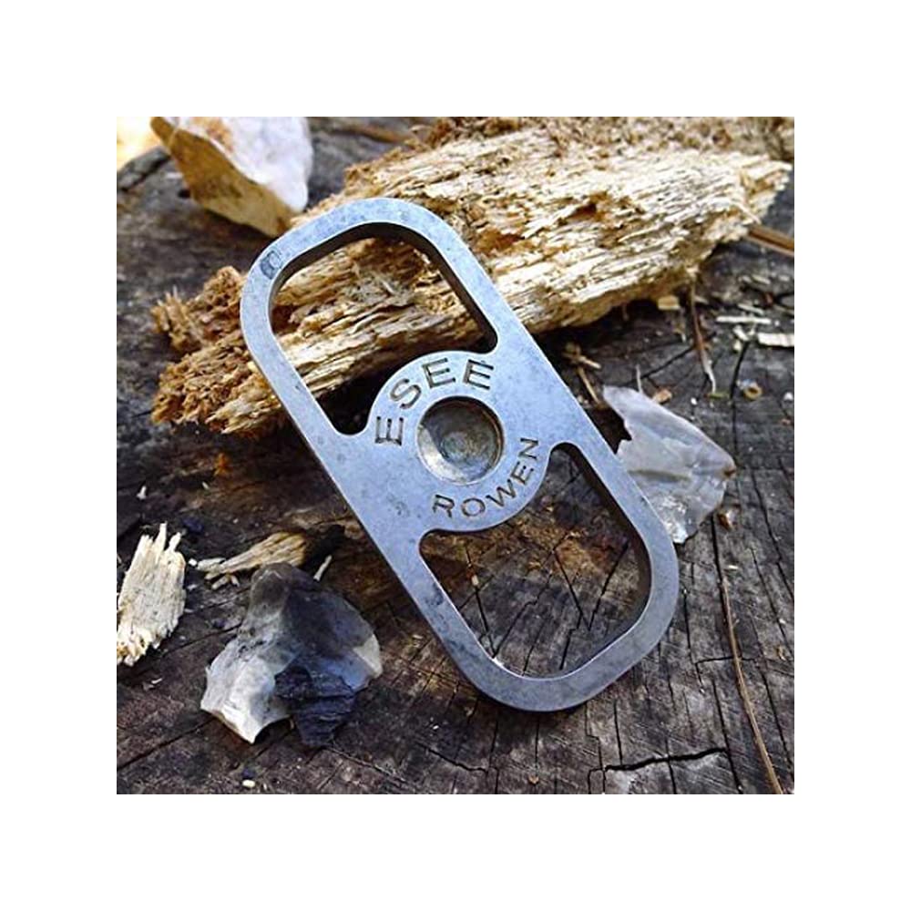 ESEE fire steel survival fire starter with hinged lid tin protects components in rugged conditions