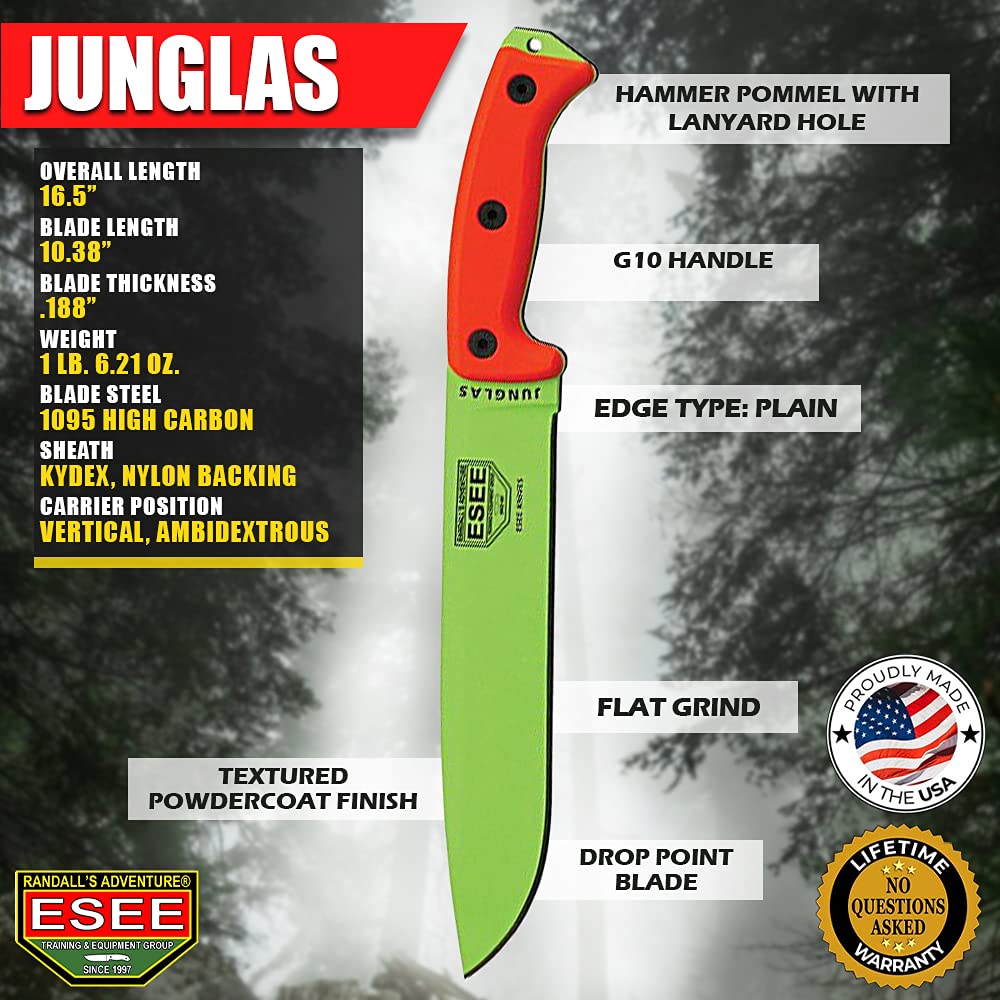 ESEE Junglas VG-E full knife with sheath ready for outdoor tasks