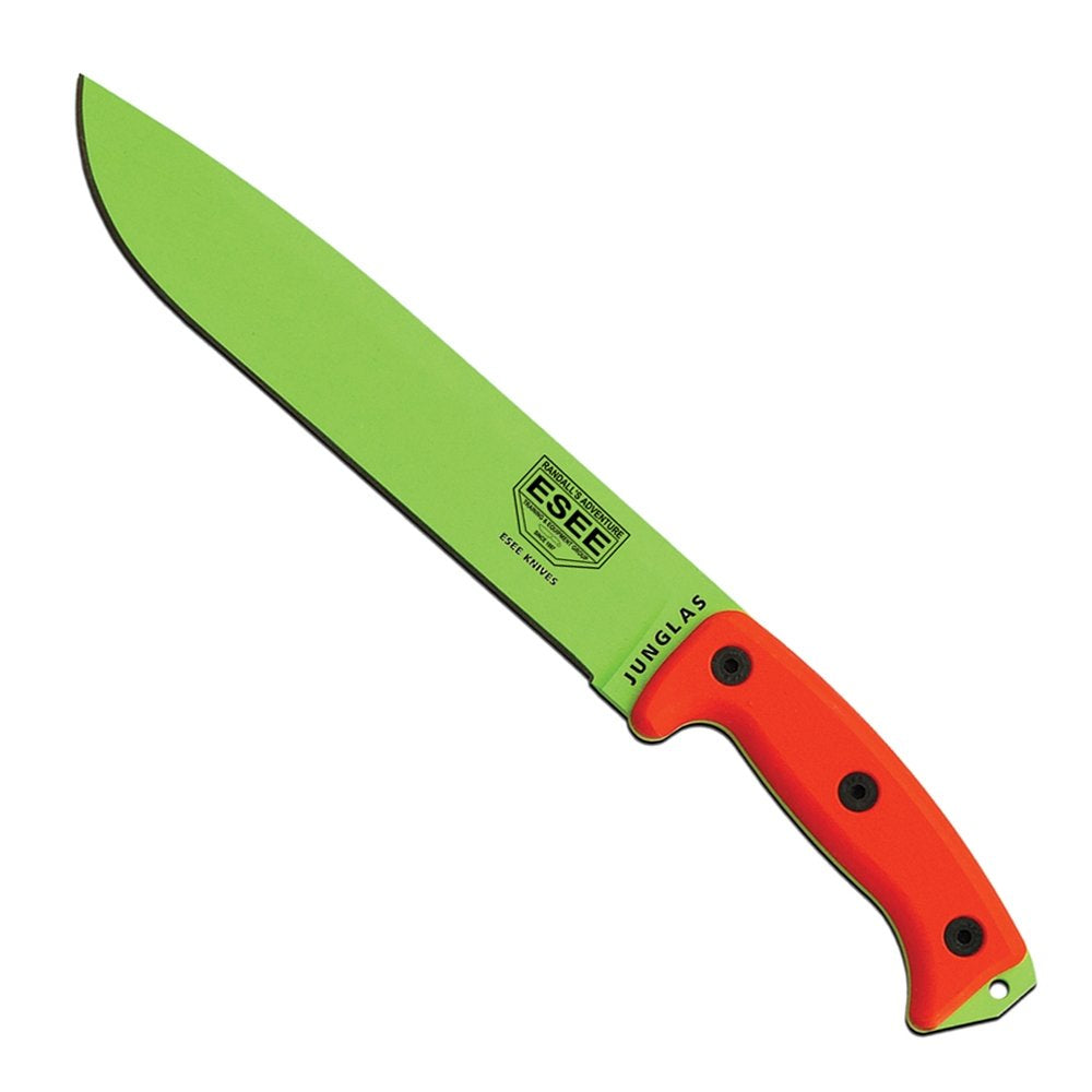 ESEE Junglas VG-E venom-green coating highlights field durability