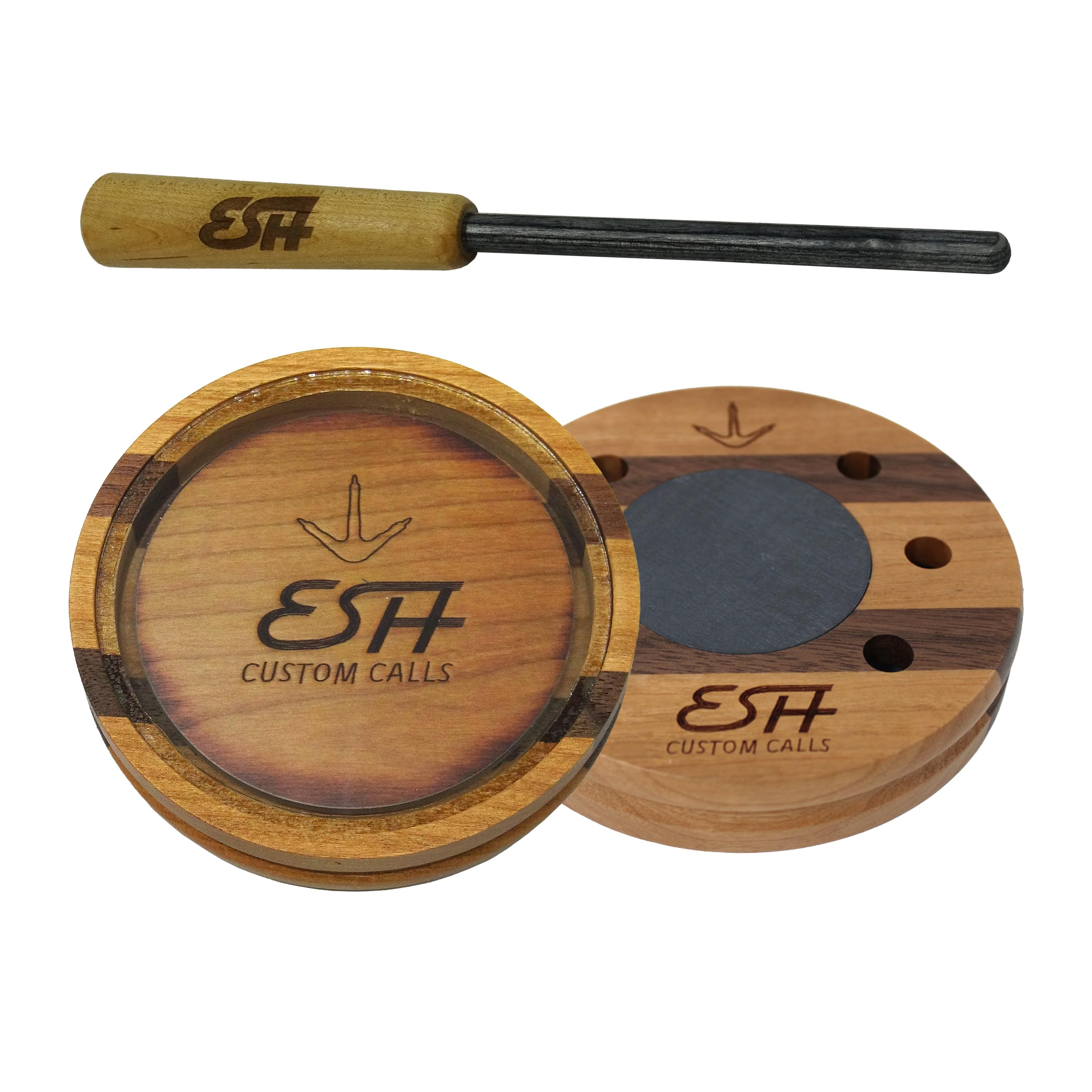 ESH double-sided turkey call glass and slate shows versatile yelps and soft clucks for hunting scenarios.