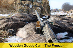 ESH The Freezer Goose Call wood-tone close-up highlighting natural rasp