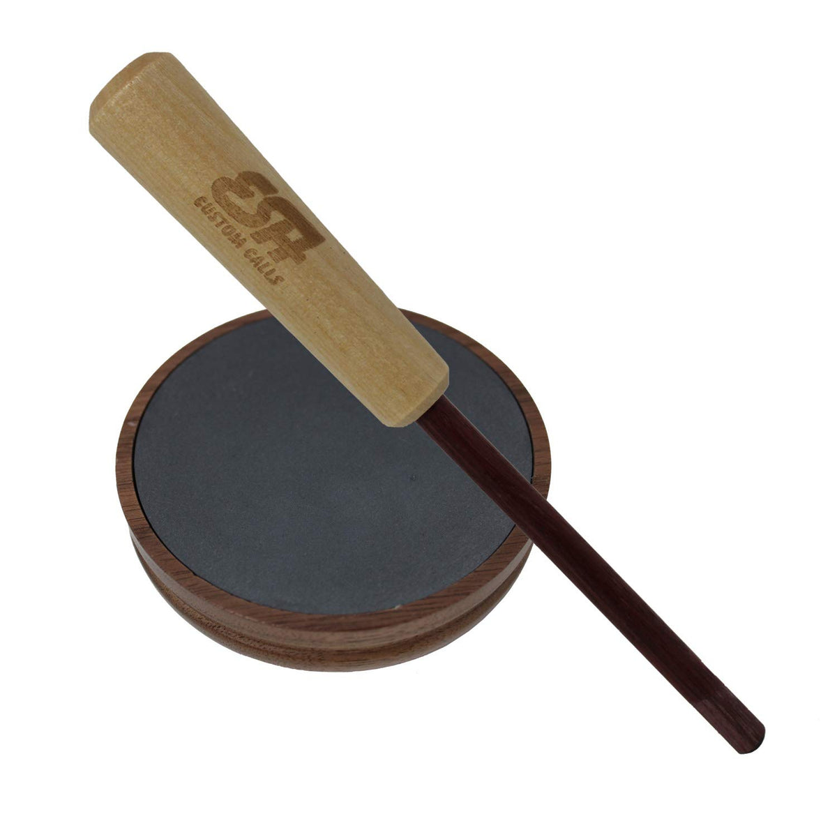 ESH walnut slate turkey pot call closeup highlights slate surface for realistic hen sounds.